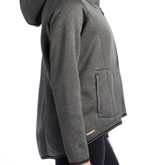 Lolë light grey hooded cardi-jackett with an asymmetrical front zipper size L - Picture 2 of 14